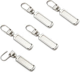 Metal Zipper Pull Replacement for Small Holes, Detachable, Repair for Jacket, Bag Boots, Purse, Coat, Pants (5 Pcs Silver)