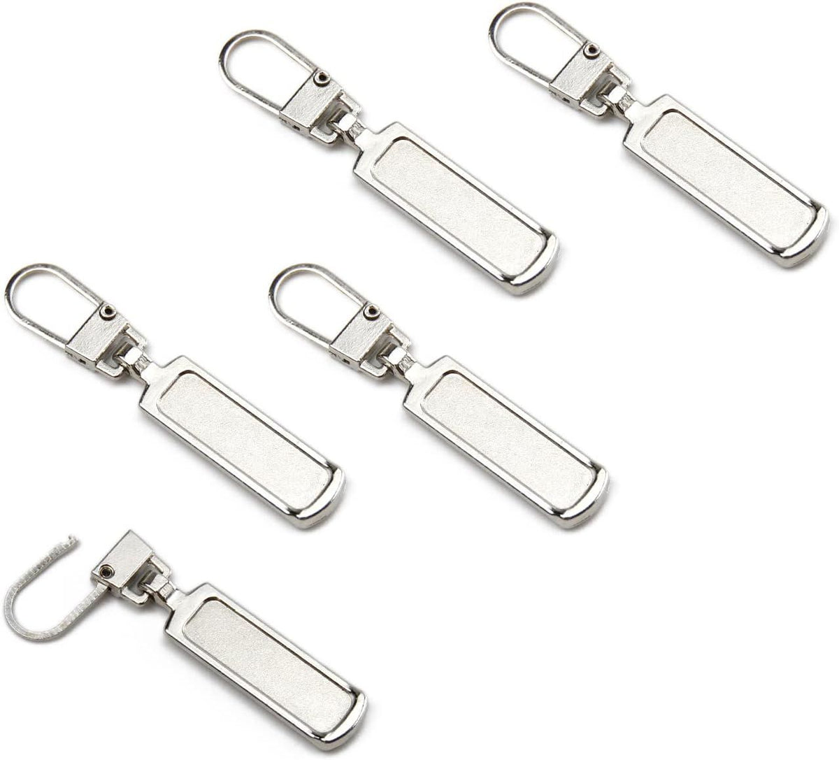 Metal Zipper Pull Replacement for Small Holes, Detachable, Repair for Jacket, Bag Boots, Purse, Coat, Pants (5 Pcs Silver)