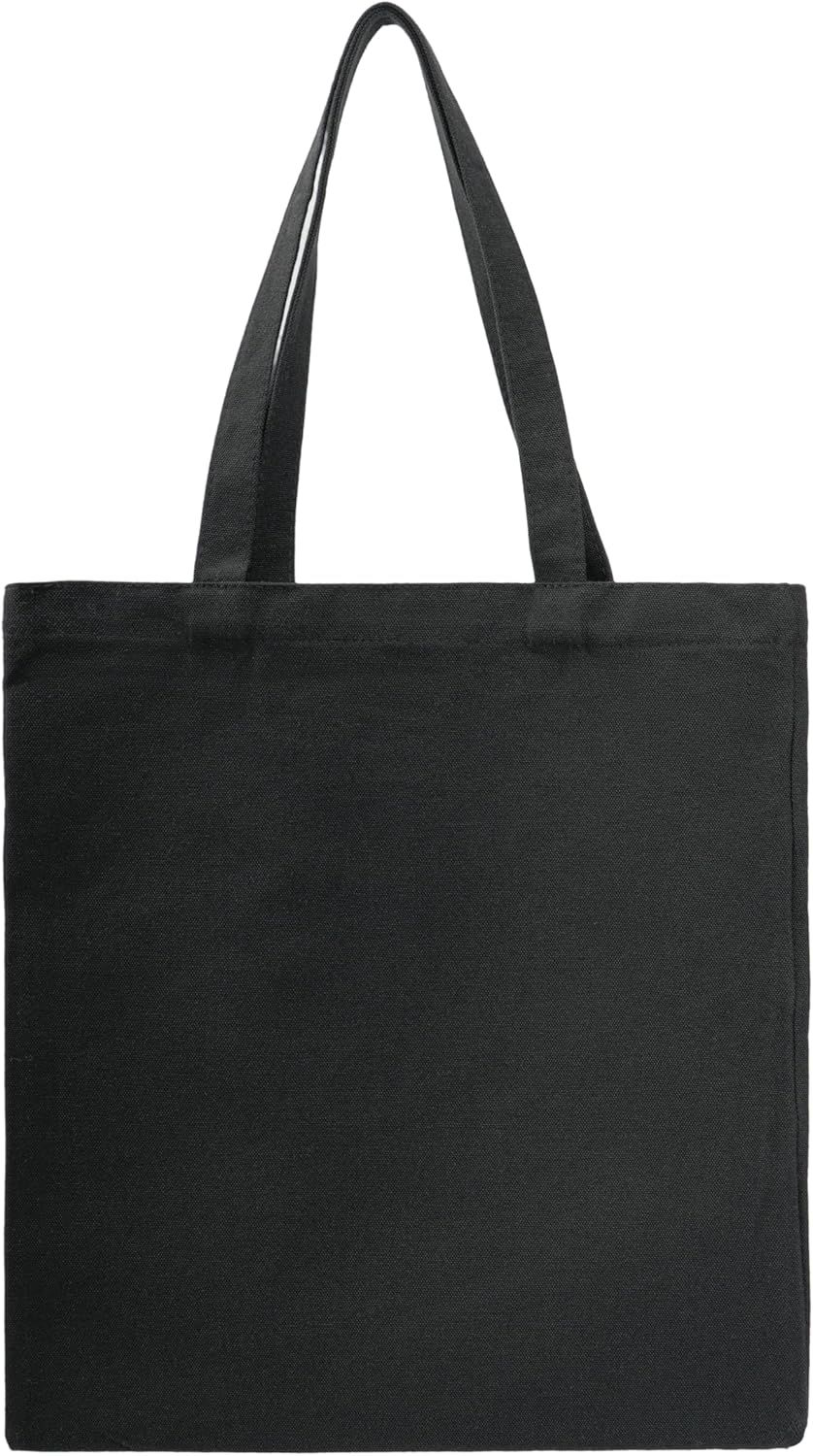 Cotton Canvas Tote Bags - Lightweight Cloth Shopping Bags for DIY Promotion Activity - Solid Color