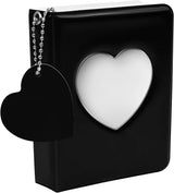Mini Photo Album,3 Inch Photocard Book Heart Hollow Cover Photocard Binder 36 Pockets for Collect and Protect Photos (Black)