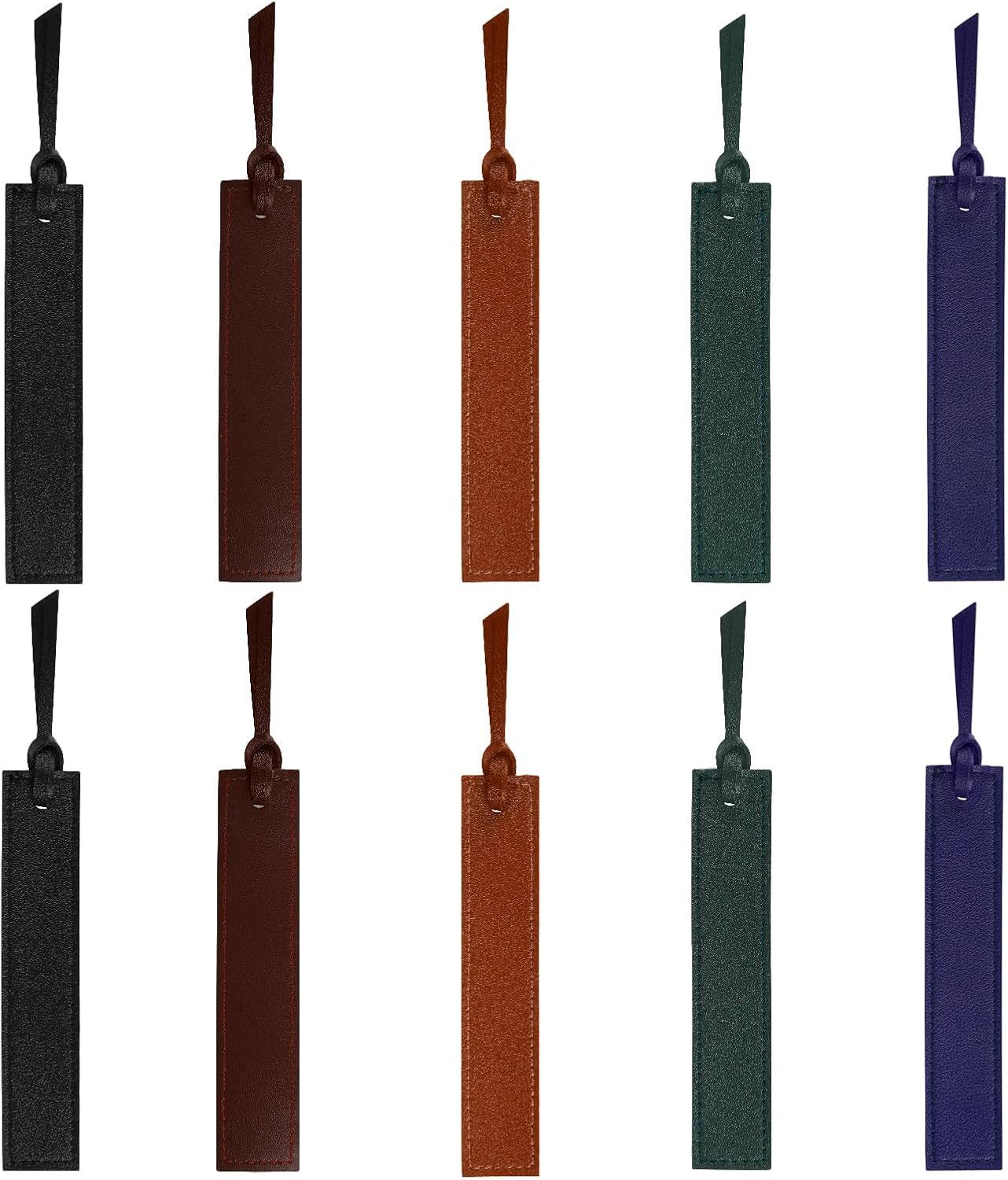 10Pcs Leather Bookmarks,Page Markers Handmade Stitched Bookmarks for Book Reader Office School Students Teachers