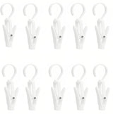 10-Pack Heavy Duty Swivel Clothes Pins - 360° Rotating Hooks for Laundry, Beach Towels, Curtains, Rustproof Stainless Steel Spring, Non-Slip Grip (4.3", White)