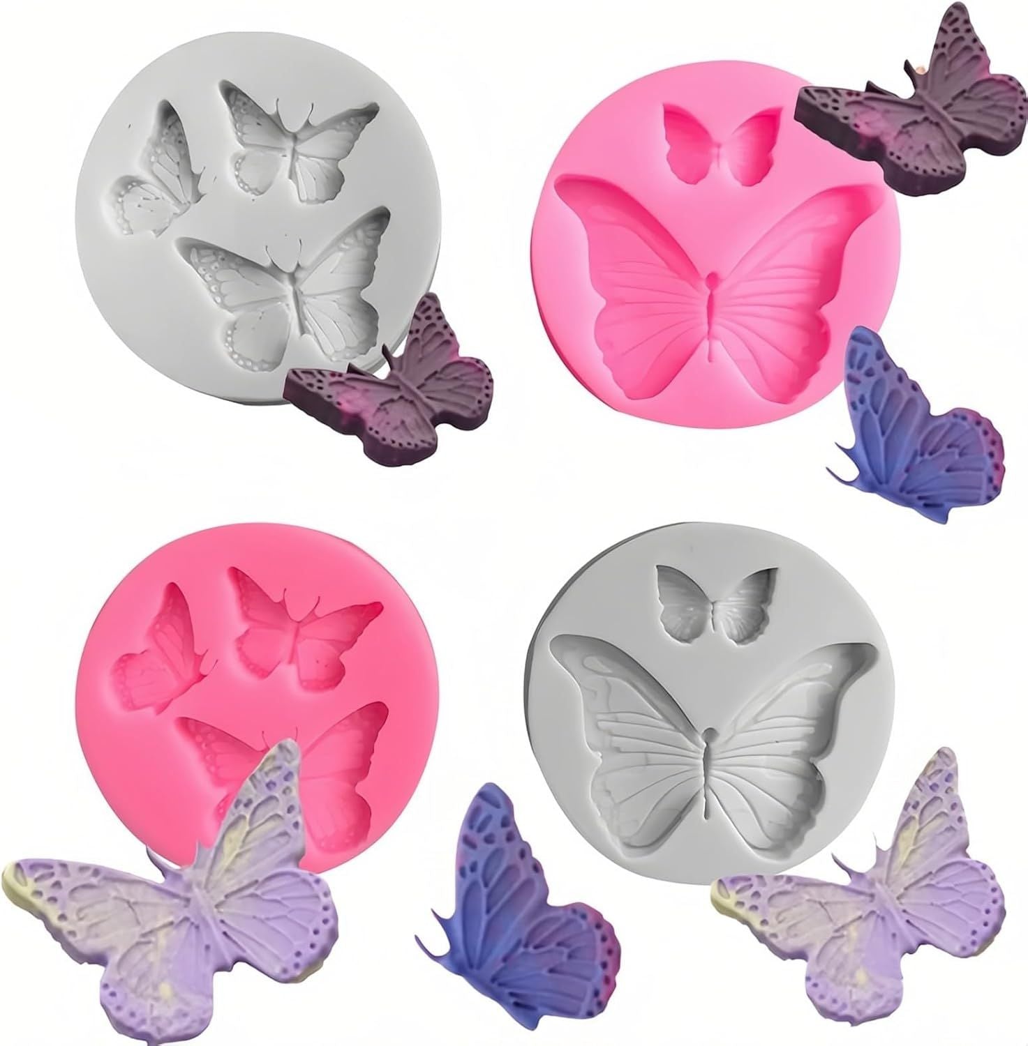 Reusable Butterfly Silicone Mold 5 Sizes - Baking Mold for Chocolate, Fondant, Resin Jewelry | Oven/Freezer Safe, Non-Stick Cake Decorations for Weddings, Gender Reveal & Keto Desserts