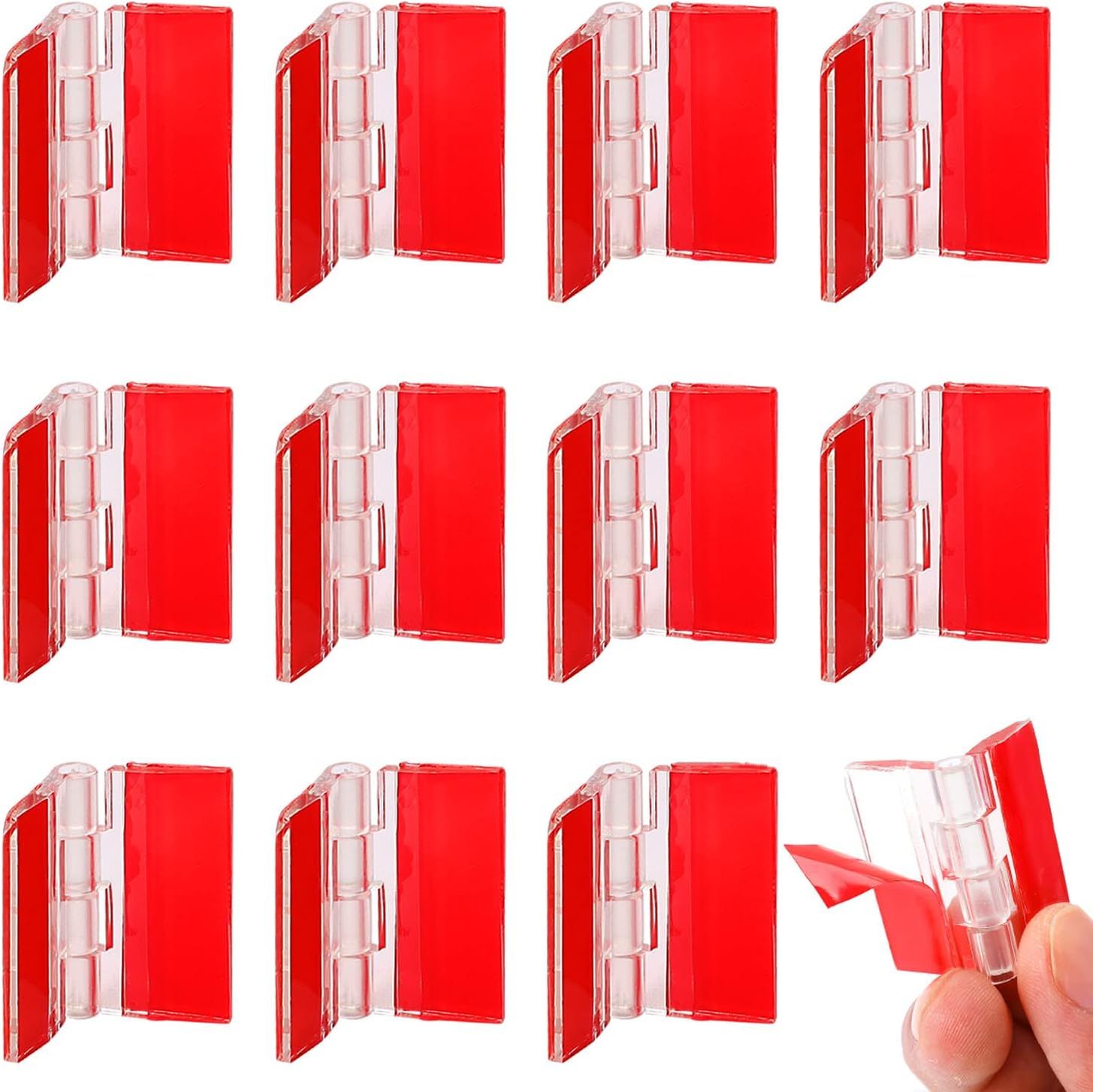 12 Pcs 35x25 mm Mini Transparent Acrylic Hinge Self-Adhesive Small Hinges Folding Hinge, Clear Plastic Hinges for Glass, Crafts, Aquarium Lid, Cabinet, Furniture, Display Stand