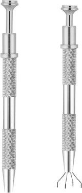 2Pcs 4 Prongs Jeweler's Pick Up Tool 4 Prong Diamond Claw Tweezers Pearl Grabber Pick Up Tool Piercing Ball Grabber for Tiny Objects Ic Chips Electronic Components