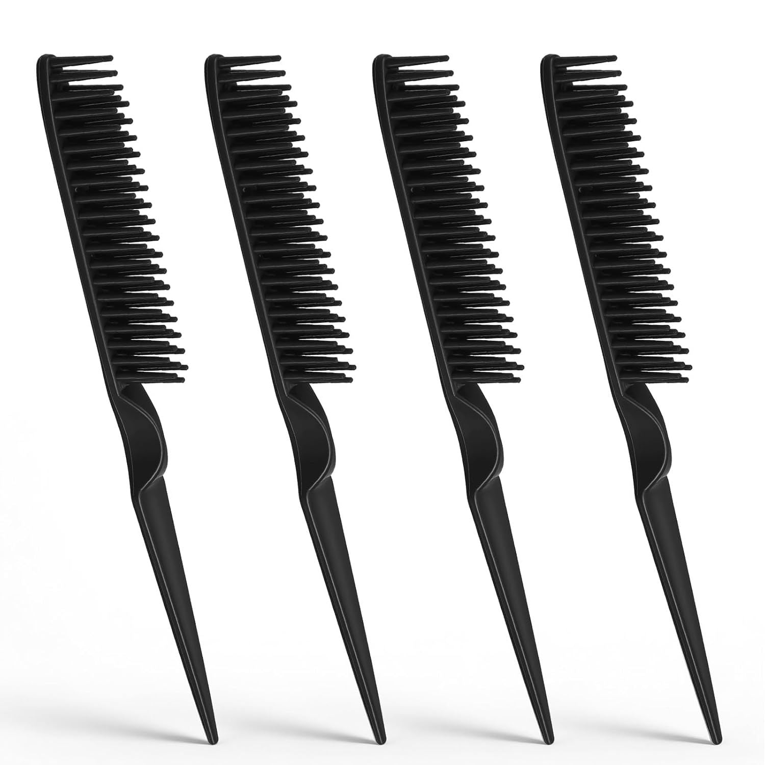 4 PCS Black 3 Row Comb for Natural Hair, The Unbraider Combs Tool for Braids, Three Row Comb for Women Men Detangling and Sectioning