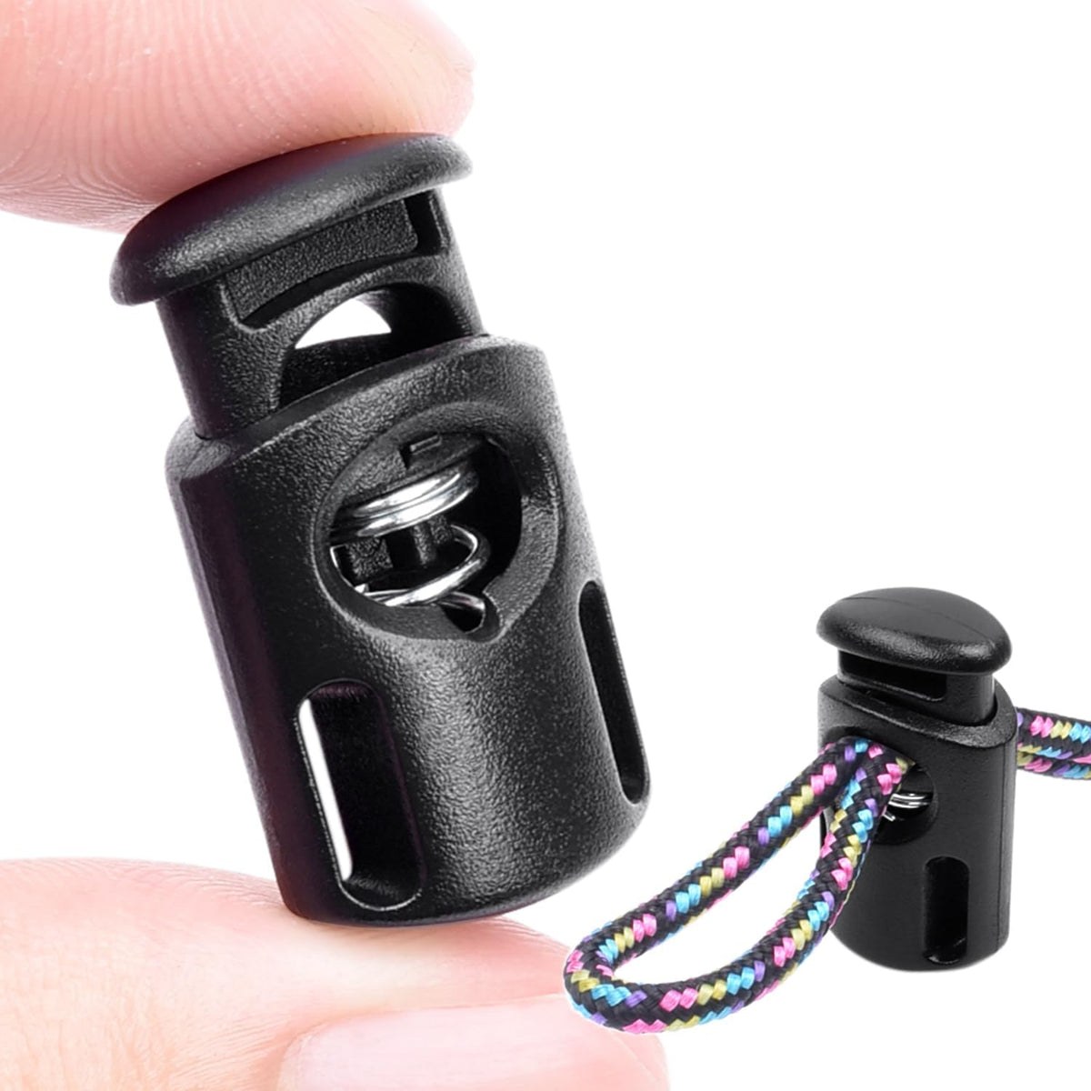 10 PCS Plastic Spring Cord Locks for Drawstring, Paracord Toggle Stopper Clasp Elastic Shoeslace Lock Sweatpants Hoodie String Clips Bungee Swim Goggles Gloves String Lock Replacement