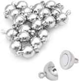 20 Pack Dia.6mm Magnetic Clasps Round Balls Leather Bracelet Necklace Paracord Fashion Jewelry DIY Leathercraft Accessories #FLQ246-6S Copper Silver-Plated
