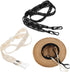 2 PCS Hat Straps for Wind, Adjustable Beige Black Chin Cord, Lace Sun Hat Chin Strap with Clips, Replacement Lace Windproof Keeper String for Women Outdoor Hats