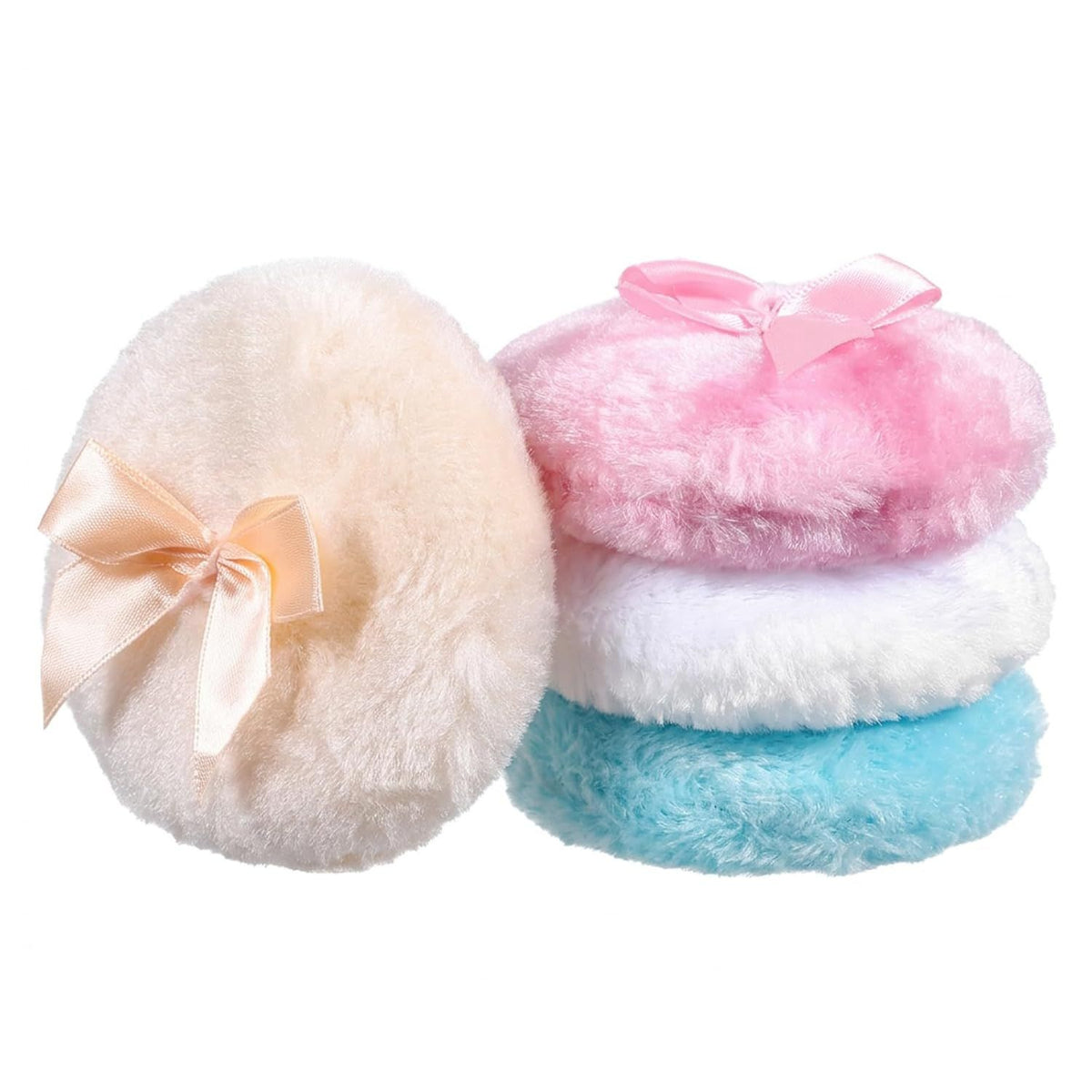 4 PCS Large Fluffy Body Powder Puff, Soft Powder Puff for Body Face, 4 Colors Washable Reusable Makeup Puffs