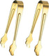 2 Pack Mini Tongs for Appetizer, 4.16 Inch Stainless Steel Ice Tongs Mini Sugar Tongs for Coffee Bar Tea Party Desserts Party Sugar and Ice Bucket(Gold)