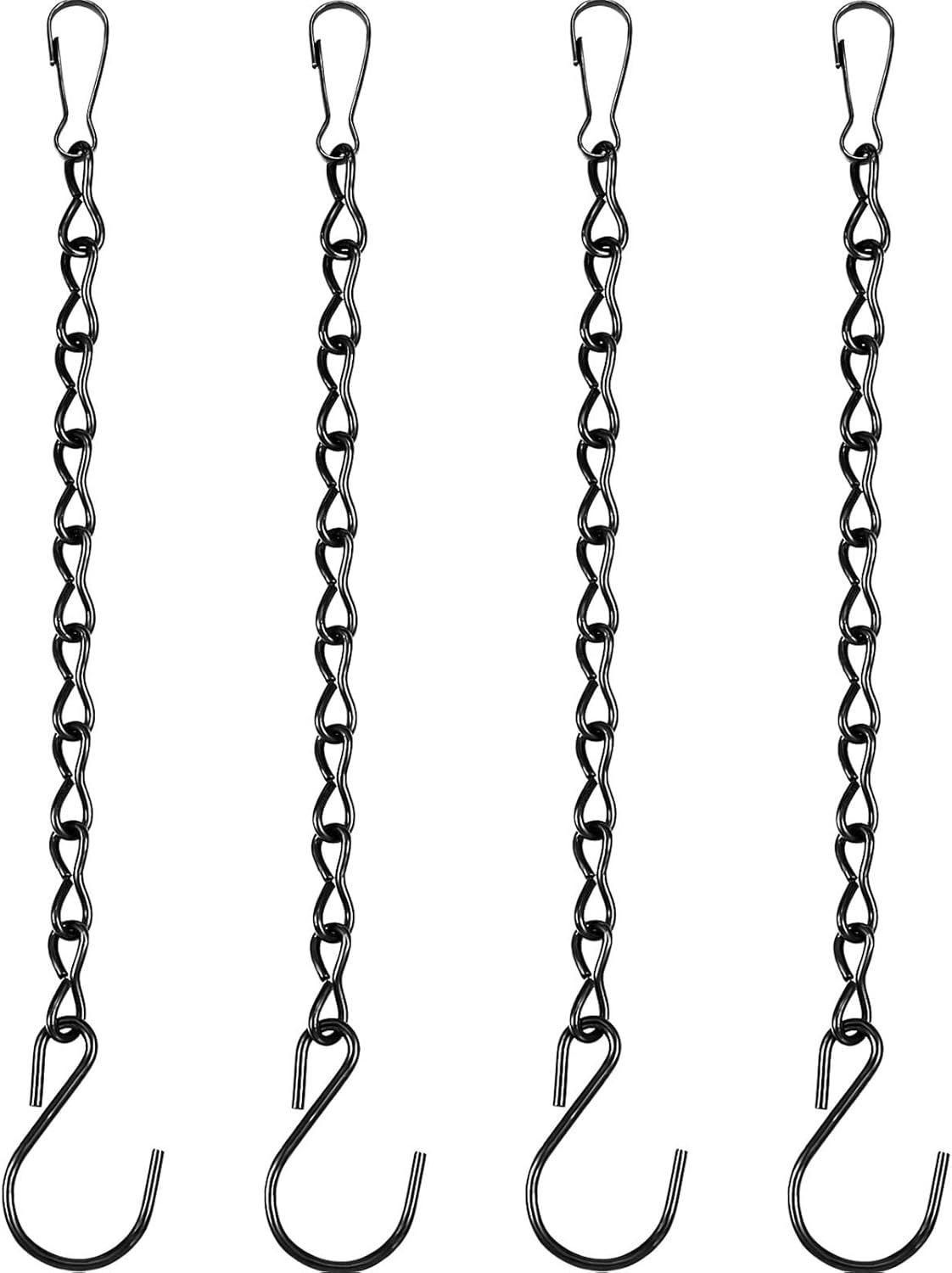 Black 4 Pack Hanging Chain for Bird Feeders, Planters, Lanterns, Wind Chimes, Decorative Ornaments and Birdbaths Basket Extender Chain Outdoor Indoor (9.5 Inch)