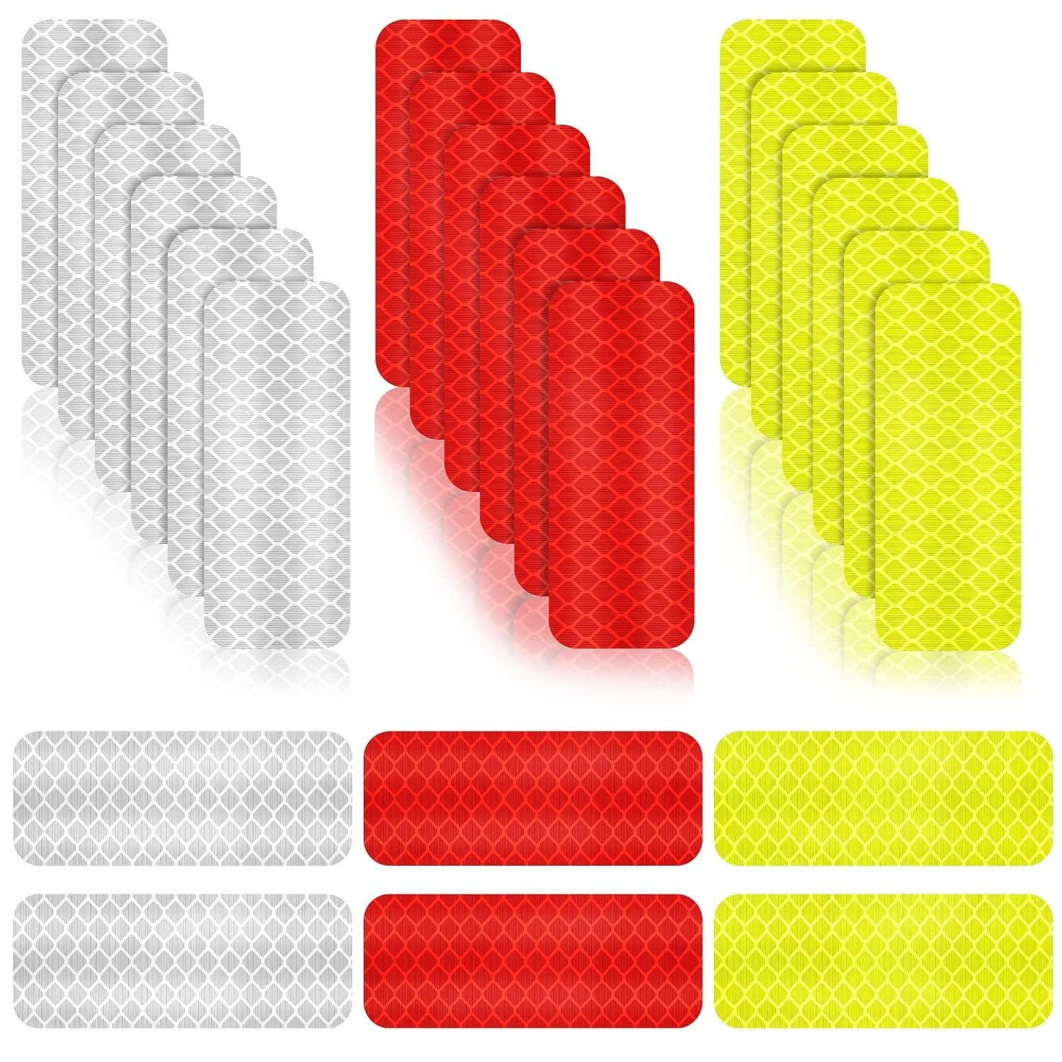 Warning Reflective Stickers Safety Night Visibility Adhesive Stickers Waterproof Reflective Tape Decal for Vehicle Motorcycle Bicycle, 1.18 x 3.25 Inch(24 Pieces)