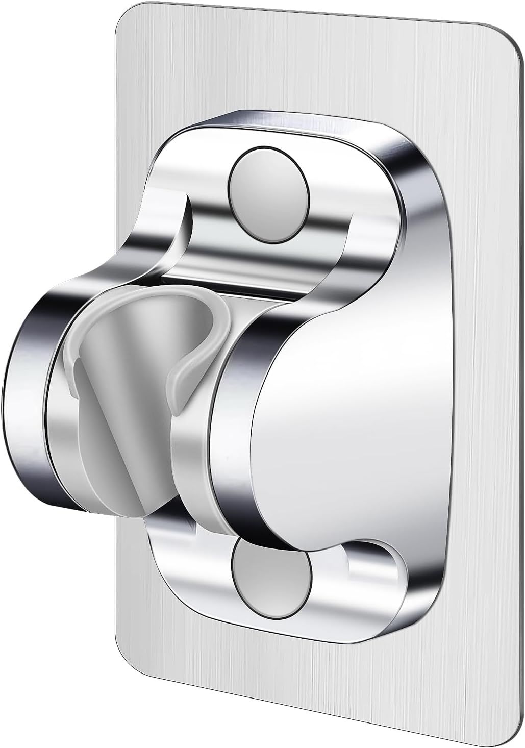 Shower Head Holder Shower Wand Holder Wall Mount Adhesive Adjustable Handheld Shower Holder No Drilling Shower Head Bracket, Silver