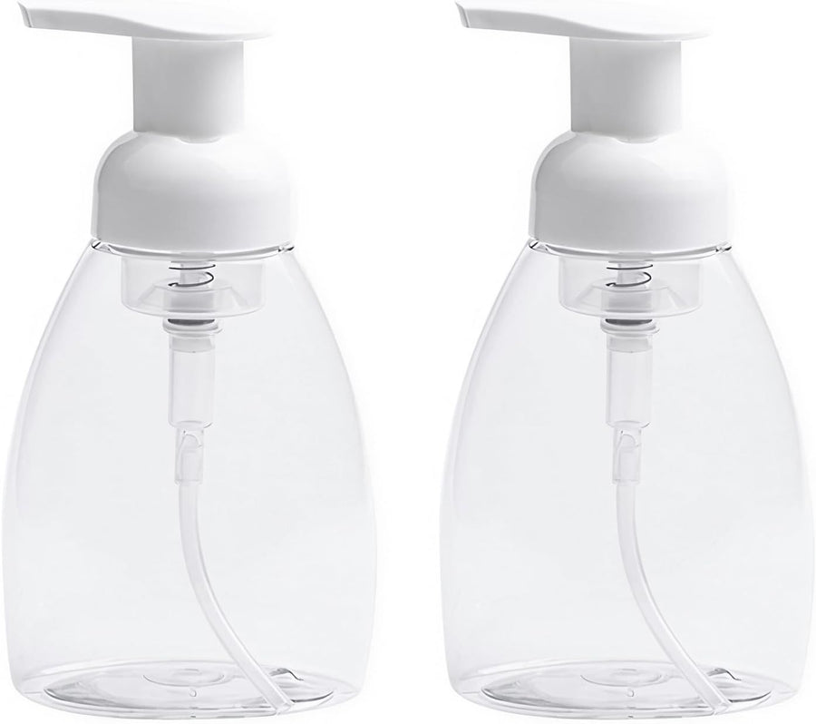 2-Pack Foaming Soap Dispenser Pump Bottles,Foam Hand Soap Dispenser with Refillable Plastic Container for Shampoo for Bathroom & Kitchen-Clear,8 oz(250ml)