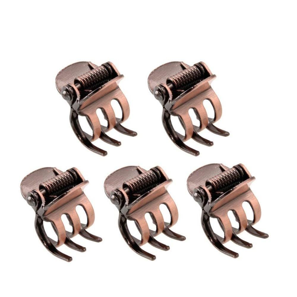 5PCS Mini Metal Hair Claw Clips for Women,Mini Metal Hair Claw Clips,Bronze Clamp Side Bangs Clip Hair Styling Tool Hairpins Hair Accessories for Women