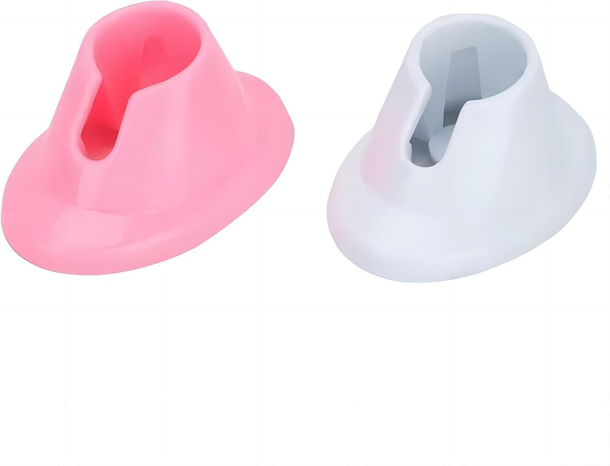 2pcs Pink & White Soft Rubber Nail Polish Bottle Holder - Anti-Spill Nail Art Organizer & Display - Salon Professional Manicure Tools