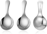304 Stainless Spoons for Canisters, 3 PCS Short Handle Spoons, Silver Mini Scoops, Thickened Small Round Spoon, Small Coffee Scoops Candy Scoops for Salt Sugar Condiments Tea Desserts Coffee