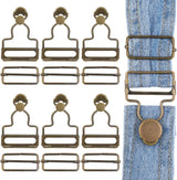 6 Sets Overalls Buckles, 1.25 inch Metal Overall Replacement Clasp Clips with Adjustable Tri Glide Slide Buckle and Buttons, DIY Button No-Sew Accessories for Overall Bib Pants Trousers Jeans Jacket