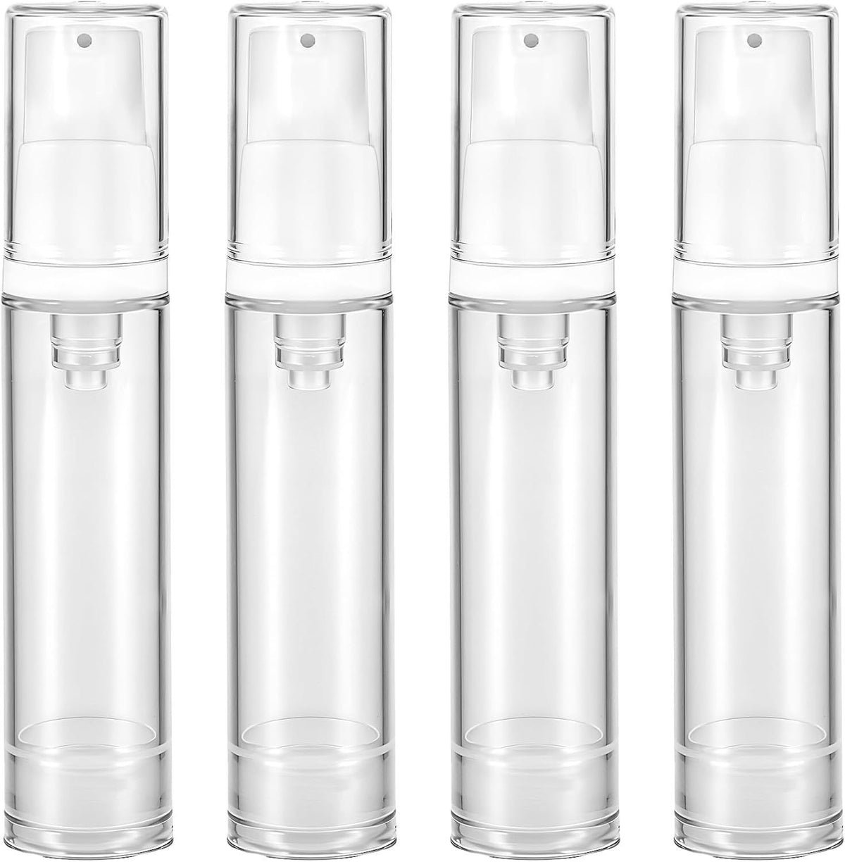 4 Pcs Refillable Clear Travel Airless Pump Container - Vacuum Cosmetic Press Pump Bottle for DIY Foundation Gel Lotion Moisturiser Shampoo Toiletry (10ml)