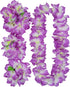 4 Pcs Purple Hawaiian Leis with Green Leaves for Graduation Party, Dance Party, Photo Prop in Outdoors (Purple)