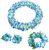 Yansanido 4 Pcs Blue Hawaiian Leis with Green Leaves for Graduation Party, Dance Party, Photo Prop in Outdoors (Blue)