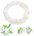 Yansanido 4 Pcs White Hawaiian Leis with Green Leaves for Graduation Party, Dance Party, Photo Prop in Outdoors (White)