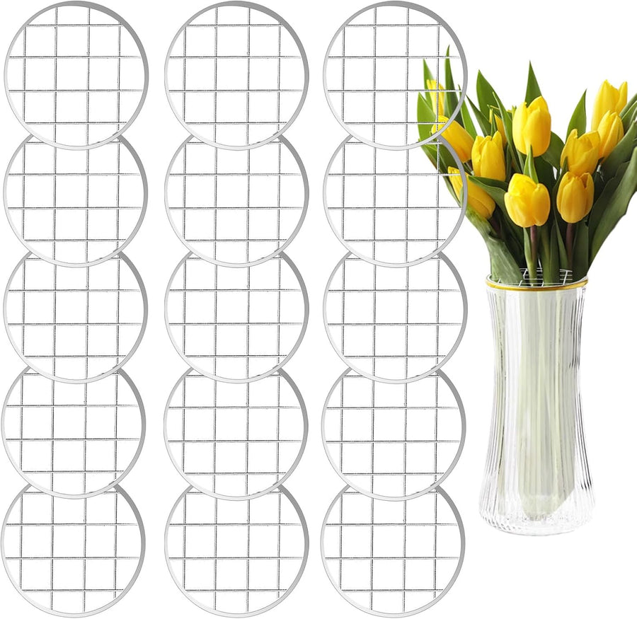 Mason Jar Flower Insert Lid for Regular Mouth,15 Pcs Flower Grid Frog for Arrangement Vase Metal Mason Jar Flower Organizer Lid with Square Grids for Regular Mouth Mason Canning Jars