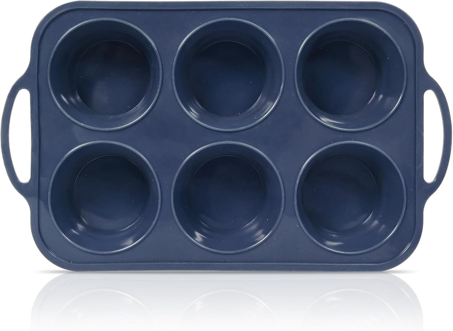 Jumbo Silicone Muffin Pan with Metal Frame, Non Stick Silicone Cupcake Pan with Handles 6 Cup, BPA Free Silicon Muffin Tin Tray Extra Large for baking, egg bites, Cupcake Mold Grey