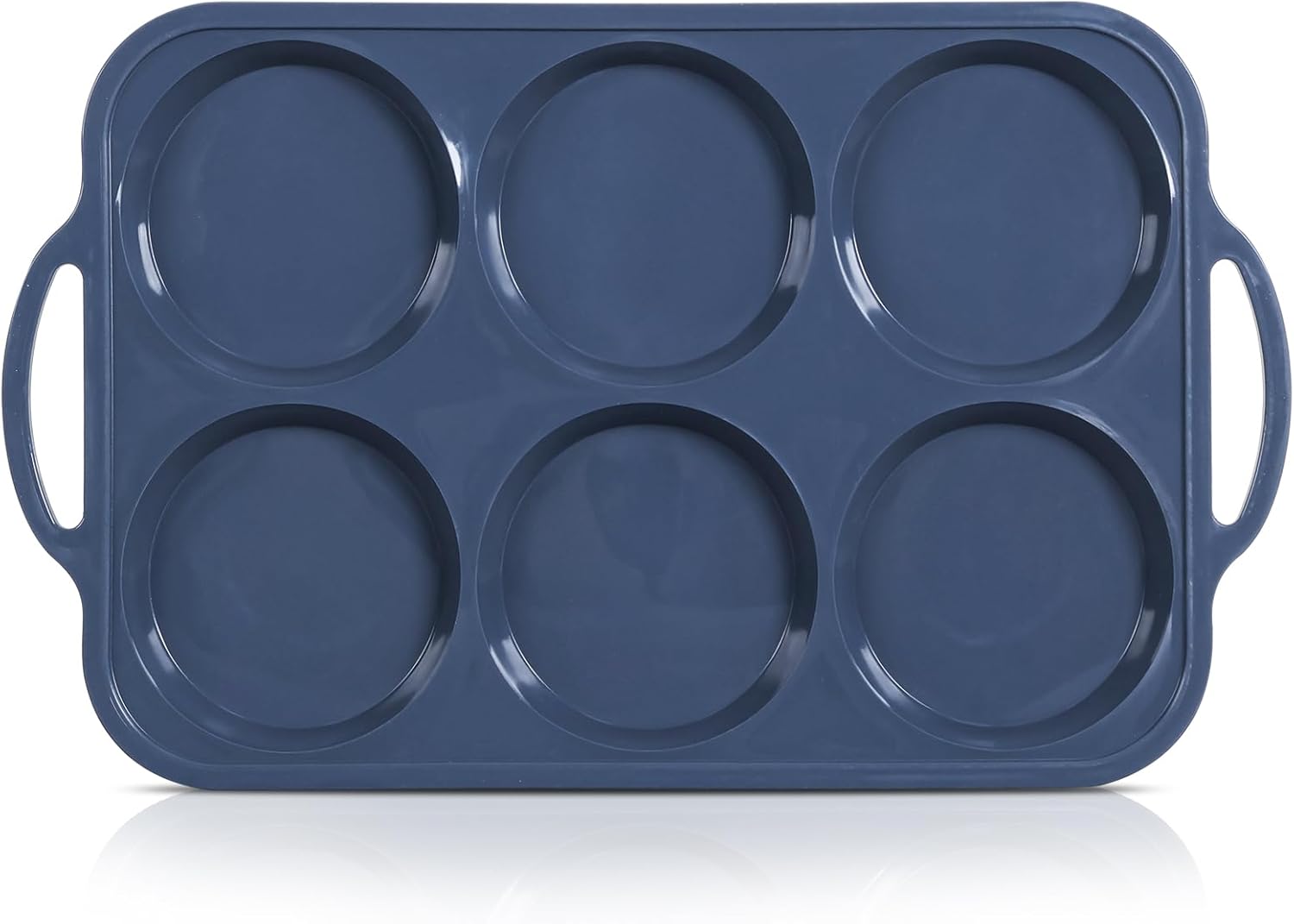 4 Inch Jumbo Silicone Muffin Top Pan with Metal Frame, Non Stick Silicone Egg Mold for Oven, Large Whoopie Pie Baking Pan with Handle for English Breakfast Sandwich, Egg Bite, Bun Tart, Grey