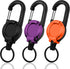 Retractable Keychain 3 Pack, Heavy Duty ID Badge Holder Reel, Multitool Carabine Key Holder for Keychain, Badge Holder with 25.6" Steel Retractable Cord Key Ring Clip, 8.8 oz (Black+Purple+Orange)