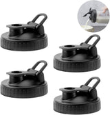 Pour Spout Lids for Ball Regular Mouth Mason Jars, Airtight Canning Jar Flip Cap Top Lid for Drinking, Salad, Dressing Pouring, Leak-Proof, Black Pack of 4
