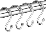 Metal Shower Curtain Hooks, Set of 12, Rt Proof Shower Curtain Hooks Rings, Durable S Shaped Hooks Hangers for Shower Curtains, Kitchen Utensils, Clothes, Towels (Chrome)