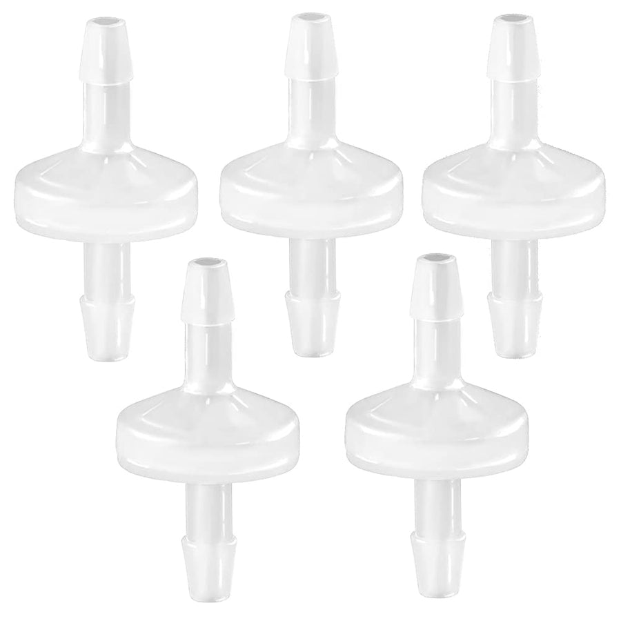 5 Packs Check Valve 1/8”(3MM) One-Way PVDF Plastic Hose Barb for Liquid Air
