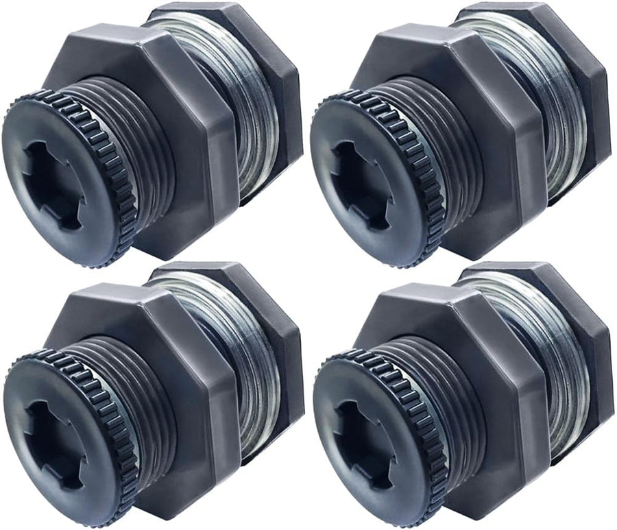 NPT 1/2” Female PVC Heavy-Duty Bulkhead Fitting with Plug, Silicon Seal Gasket Water Tank Connector for 1.5 Inch Hole Saw Rain Barrels, Aquariums 4Pcs (Thickened Version)