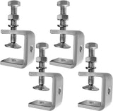 4pcs Heavy Duty Stainless Steel C-Clamp, 30MM Wide Jaw Openings, 0-25MM Clamping Range, M8 Threaded Hole, Silver
