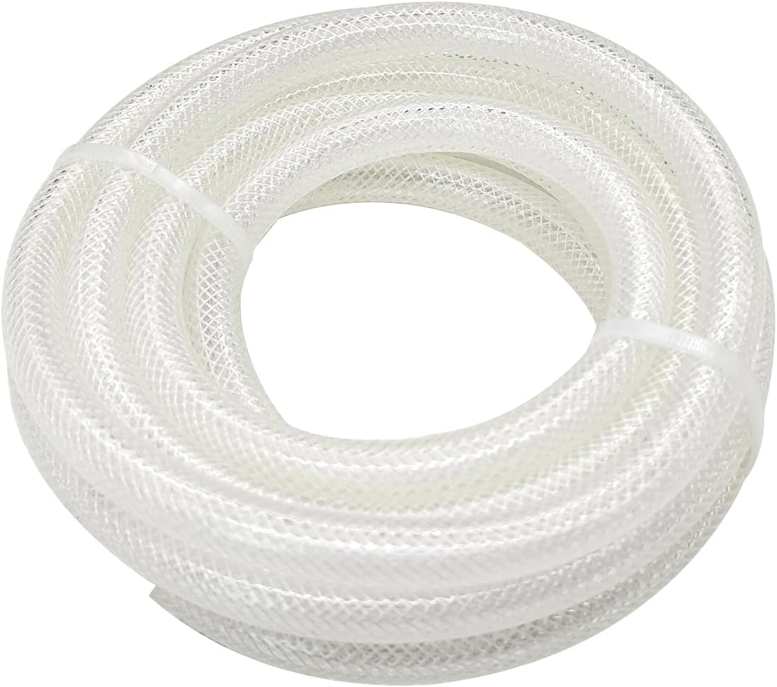 3/8"ID x 10FT High Pressure Braided Clear PVC Vinyl Tubing, Flexible Heavy Duty Reinforced Hose Tubing BPA Free and Non Toxic