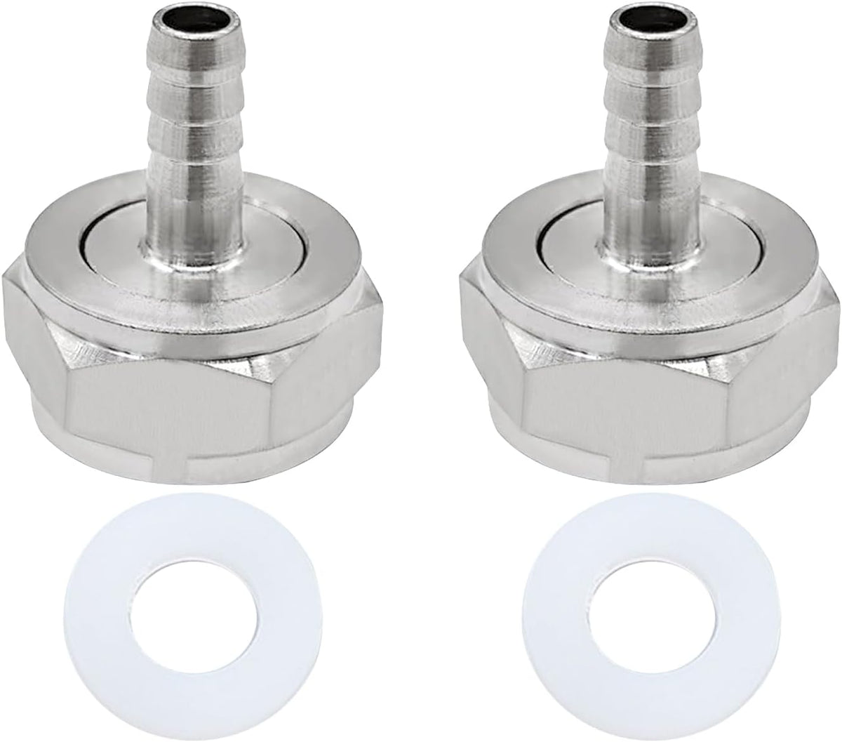 Keg Coupler Barb Connector, 5/16'' Barb x G5/8 Thread Stainless Steel 304 Beer Kegerator Sankey Couplers Hex Nut Beer Line Tailpiece Nipple Fitting with Sealing Gasket Washer(2 Pack)