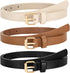 3 Pack Women Skinny Leather Belt for Jeans Pants Dress Ladies Thin Waist Belt with Gold Buckle