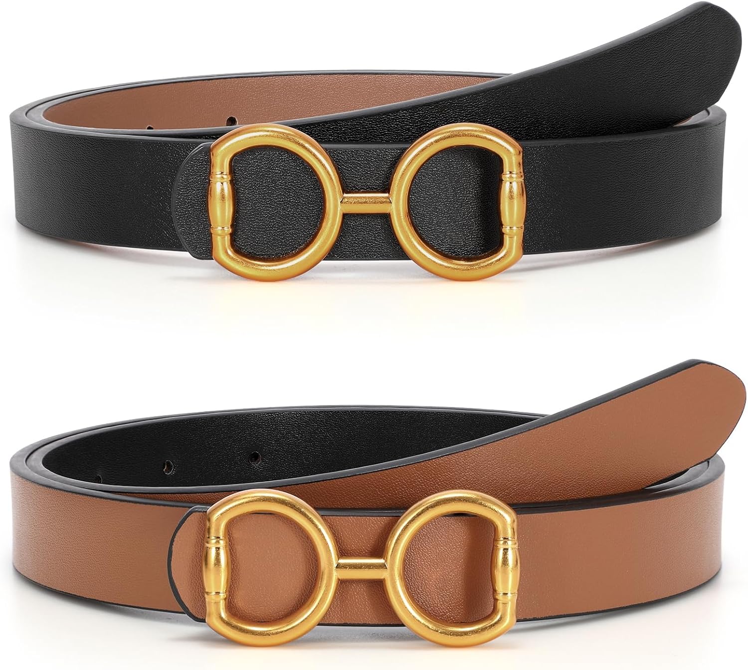 Reversible Leather Belt for Women, Fashion Ladies Belt for Jeans Pants Dress Width:0.9"