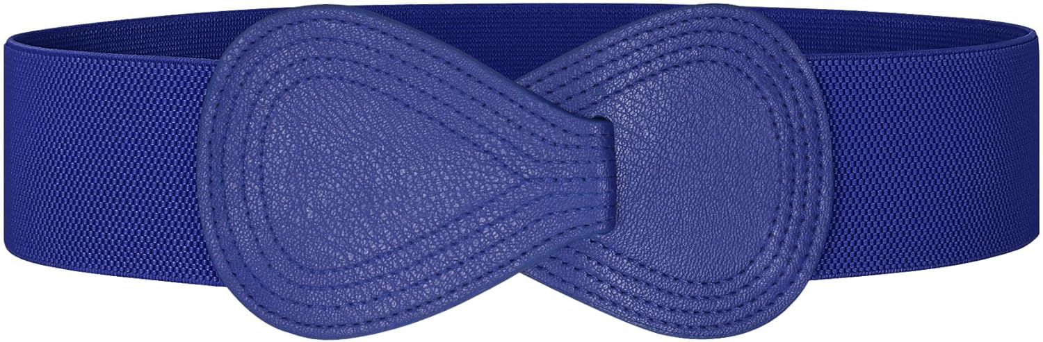 Vintage Women Wide Elastic Belt Ladies Stretchy Dress Belt Fashion 8-shaped Buckle Coats Waist Belt