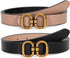 Reversible Leather Belt for Women with Gold Buckle Ladies Leather Belt for Jeans Pants