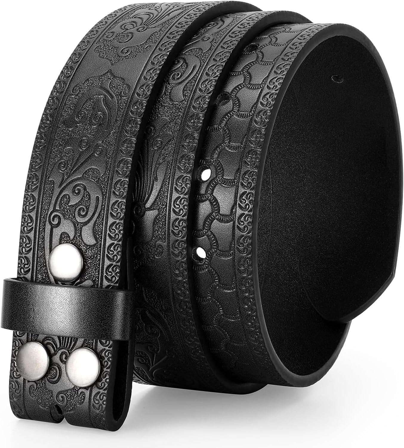Western Leather Belt for Men without Buckle Cowboy Cowgirl Leather Belt Strap for Jeans