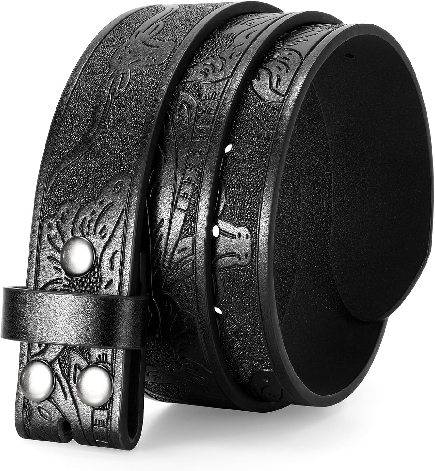 Western Belts for Men without Buckle Cowboy Cowgirl Leather Mens Belts for Jeans