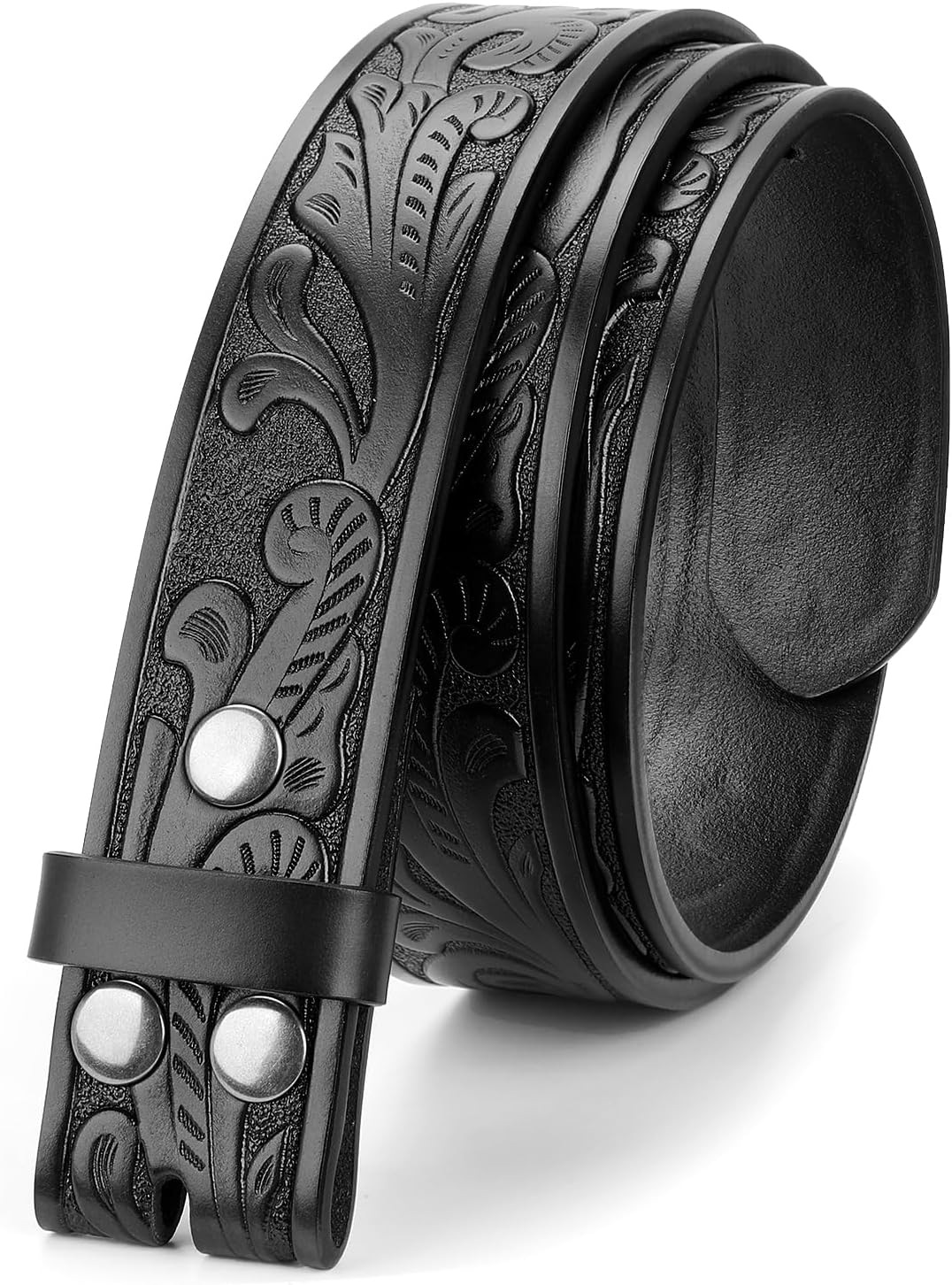 Western Leather Belt Strap for Men without Buckle Cowboy Cowgirl Leather Belt Strap for Jeans