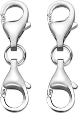 925 Sterling Silver Necklace Extenders for Women, Double End Lobster Claw Clasp, 9mm Lobster Clasp and Closures for Making Jewelry Chain, Necklace & Bracelet Clips (Silver)
