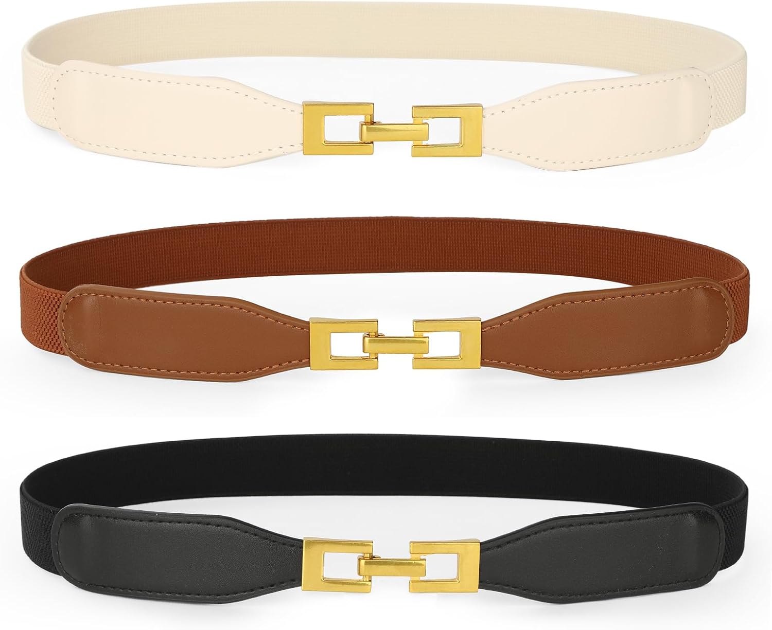 3 Pack Women Skinny Elastic Belts for Dress Waist Belt for Pants Stretch Thin Belt