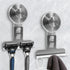 Suction Cup Razor Holder for Shower Wall 2 Pack,Heavy-Duty 15lbs Suction Hooks for Razor,Towel,Phone,Loofah, Removable Damage-Free Metal Shower Hook,Shaver Holder(Silver)