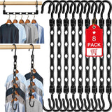8 Pack Hangers Space Saving Magic Space Saver Storage Smart Plastic Clothes Hanger Organizer Closet Organizers and Storage for Closet Wardrobe Apartment College Dorm Room Essentials, Black