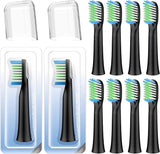10 Pack Toothbrh Replacement Heads Compatible with Bitvae D2 Sonic Electric Toothbrh, 10 Count (Black, 10 Count(Pack of 1))